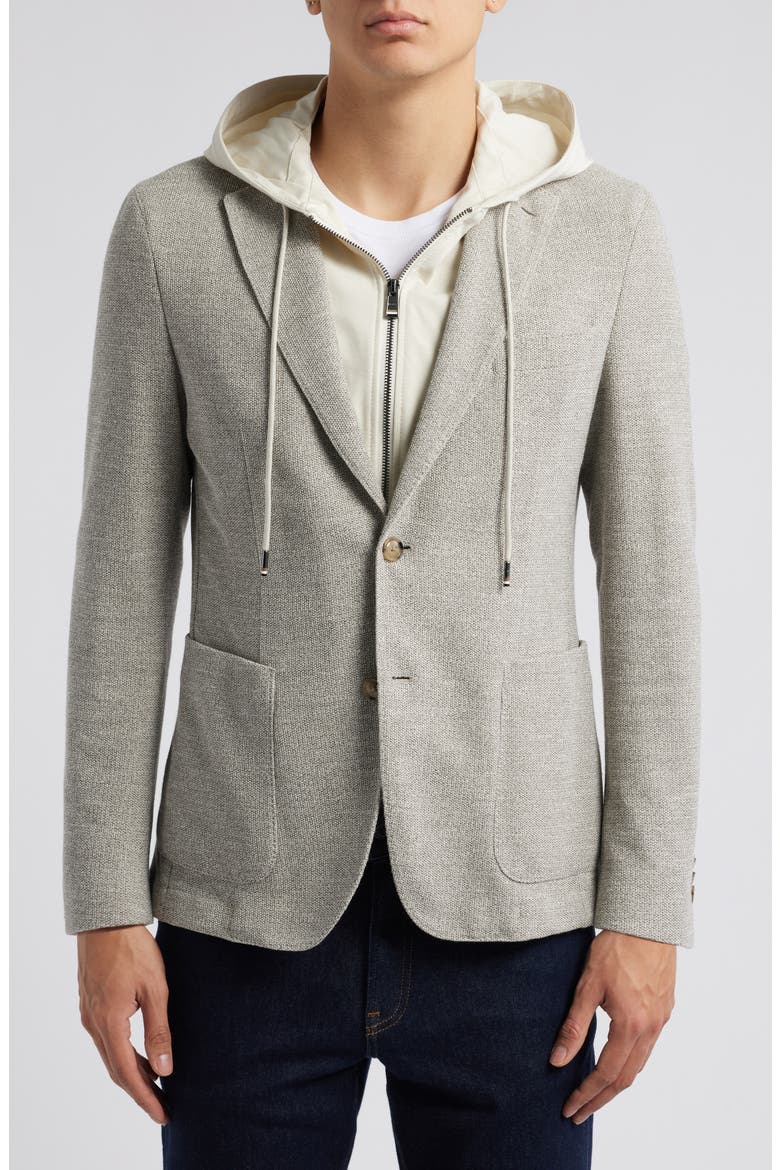 Hanry Knit Sport Coat with Removable Hooded Bib, Alternate, color, LIGHT BEIGE