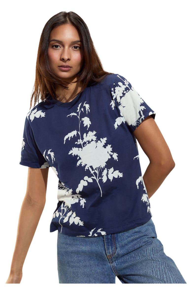 Cynthia Rowley Everyday Cotton Tee, Alternate, color, Navy/White