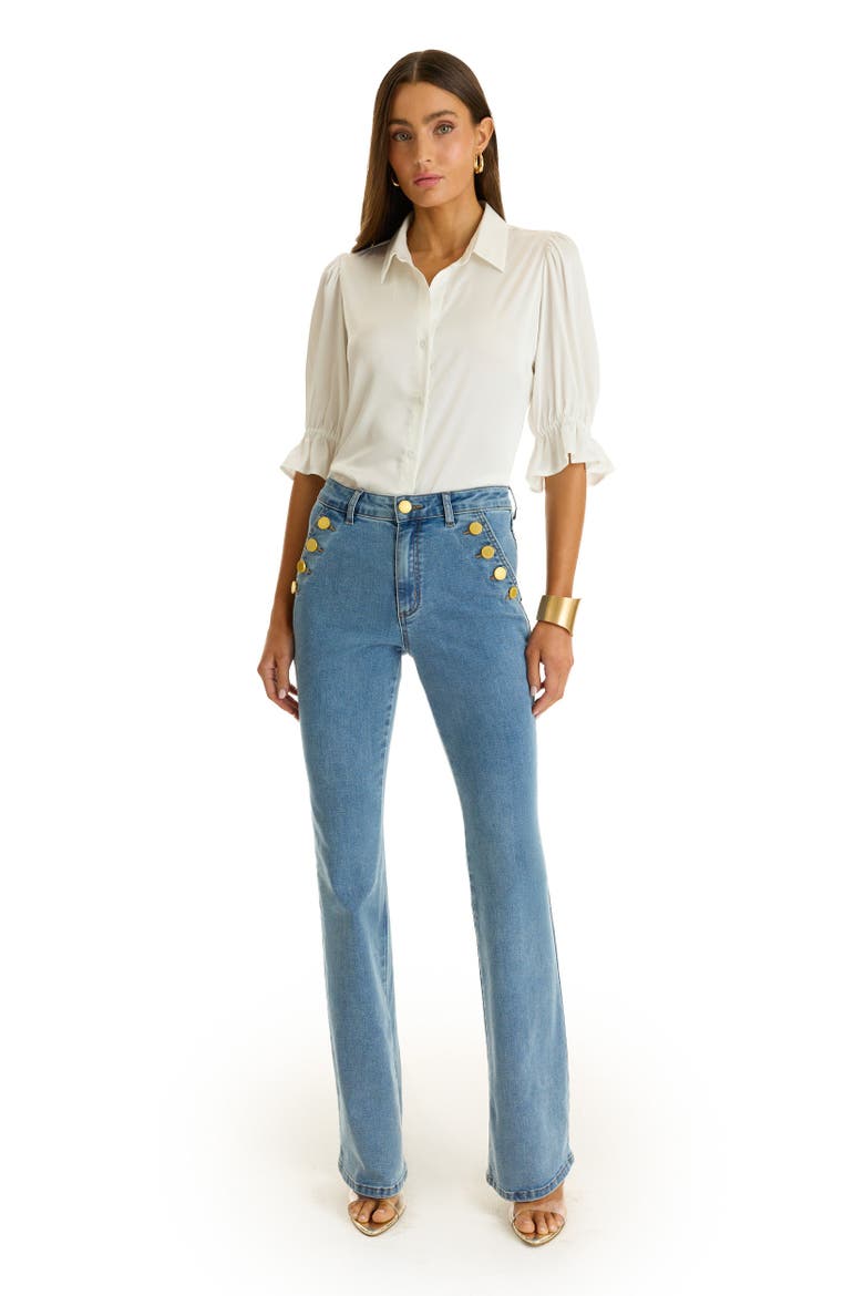 Cindy Ruffle Sleeve Shirt, Alternate, color, White