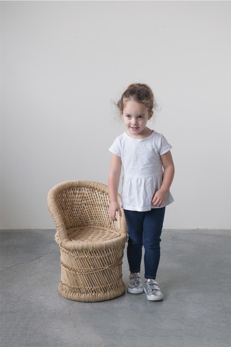 Children's Handwoven Wood and Rope Chair, Tan, Alternate, color, Tan