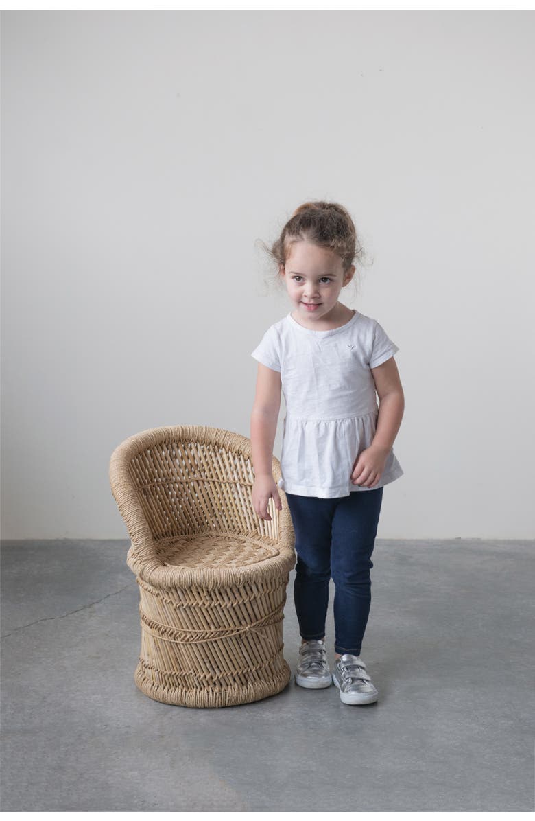 Storied Home Children's Handwoven Wood and Rope Chair, Tan, Alternate, color, Tan