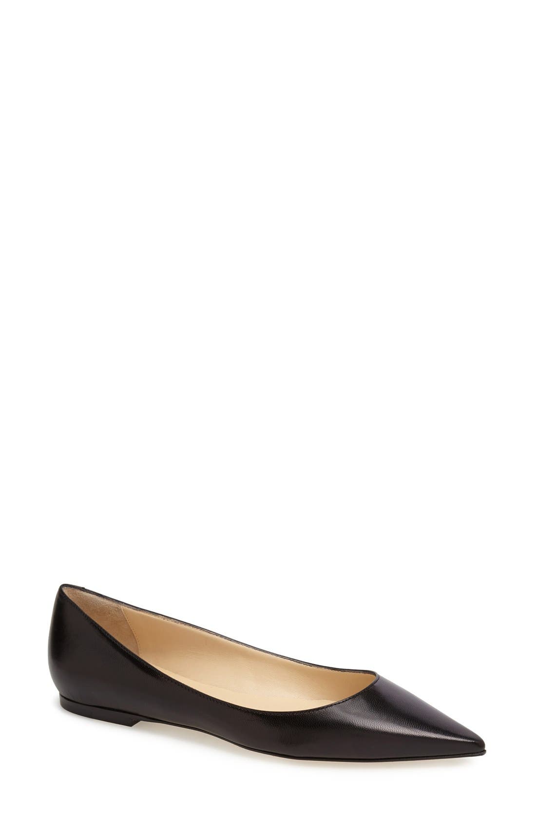 Jimmy Choo 'Alina' Pointy Toe Leather Flat, Main, color, 