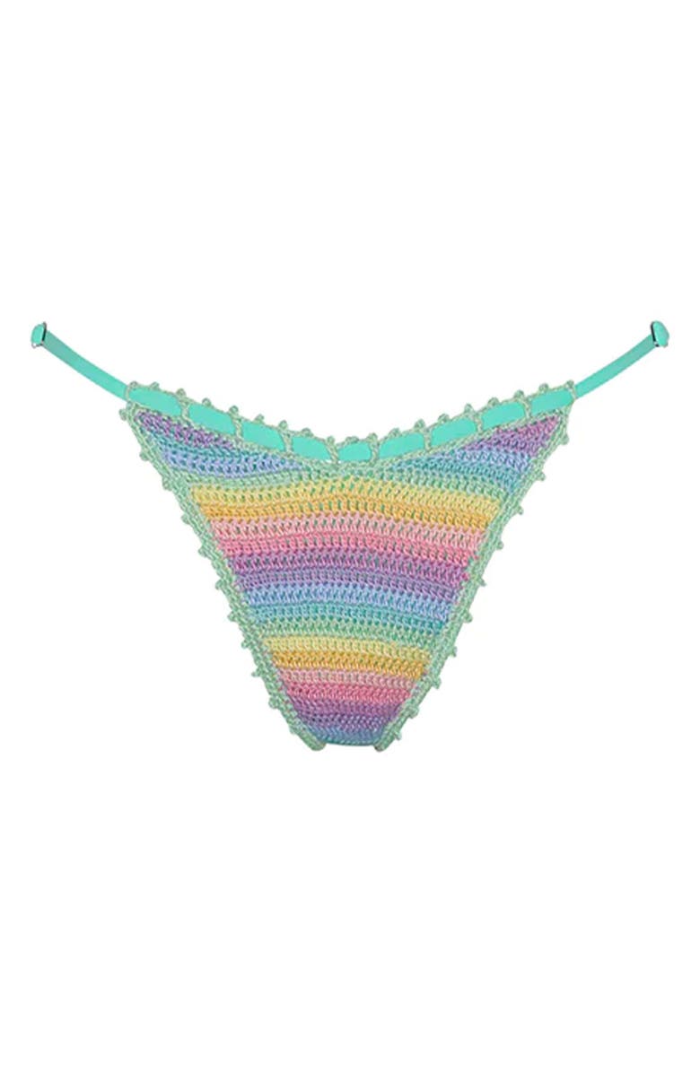 Capittana Trinidad Reversible Crochet Bikini Bottoms, Alternate, color, Teal Multi