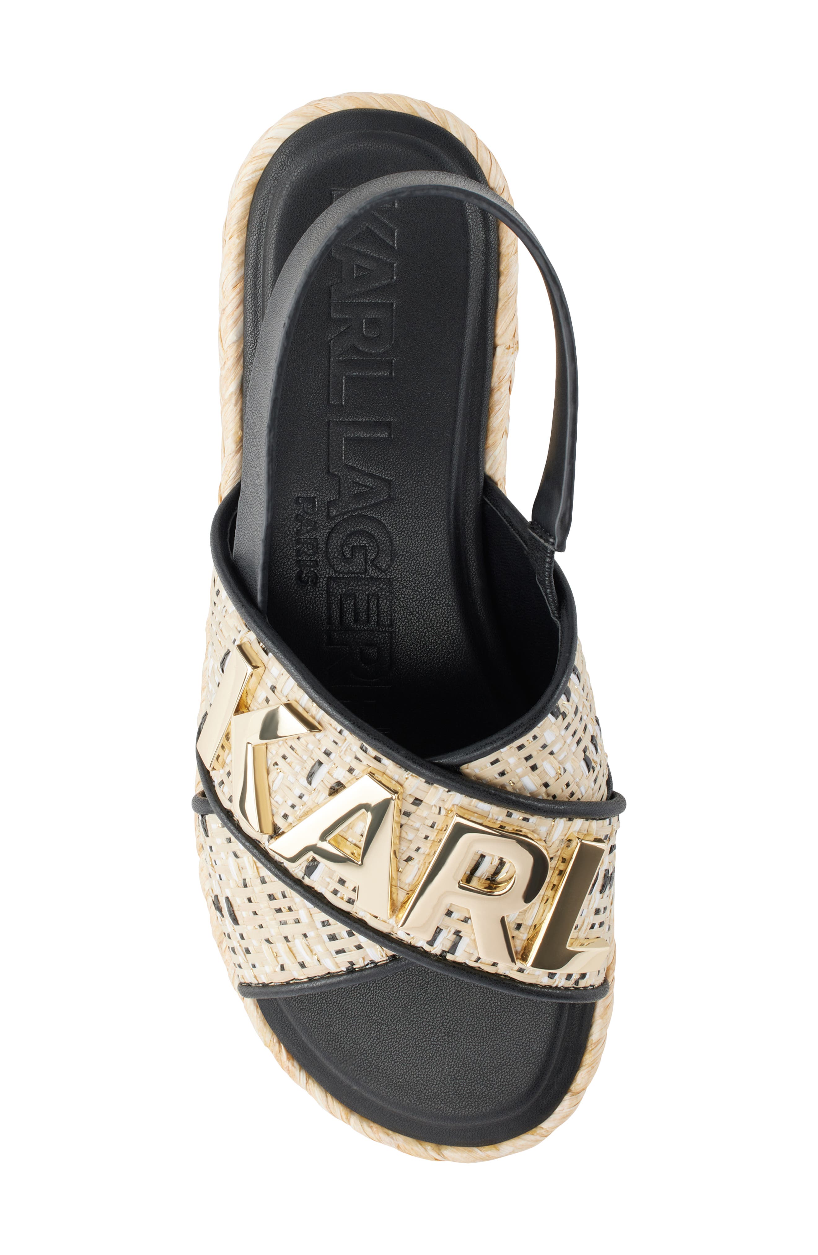 KARL LAGERFELD PARIS Charla Slingback Sandal, Alternate, color, Natural/ Black