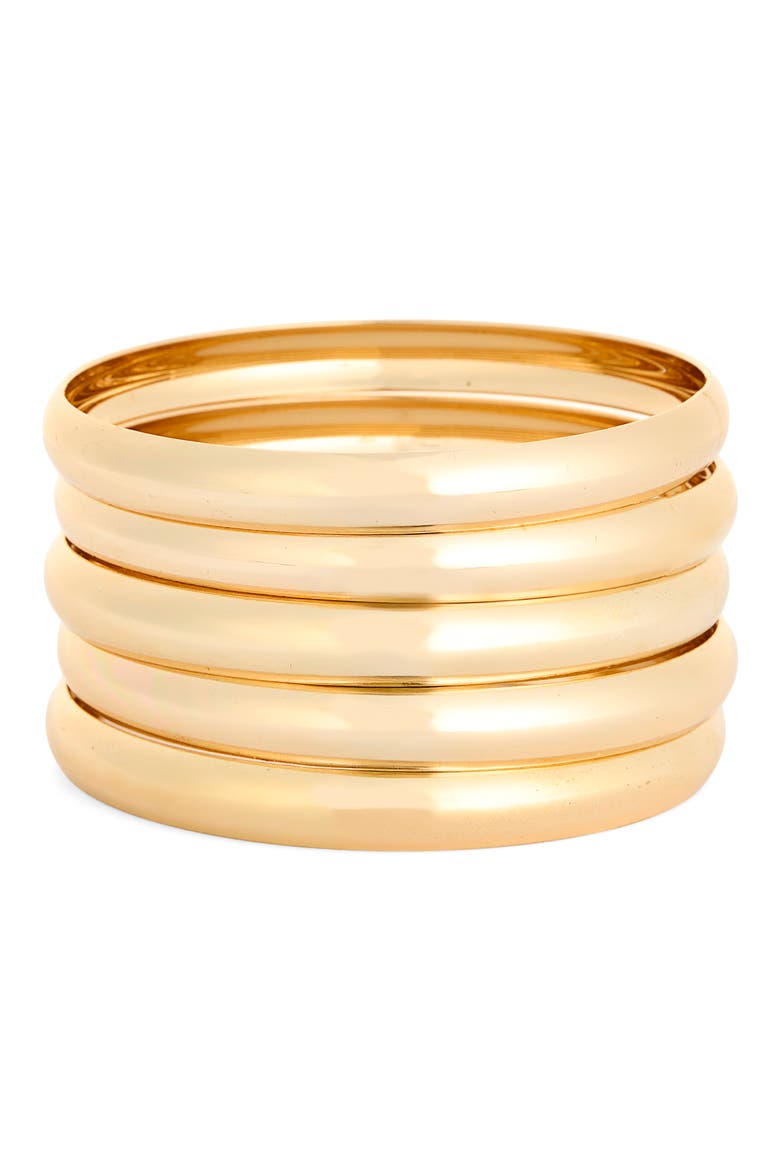 Set of 5 Bangle Bracelets, Main, color, GOLD