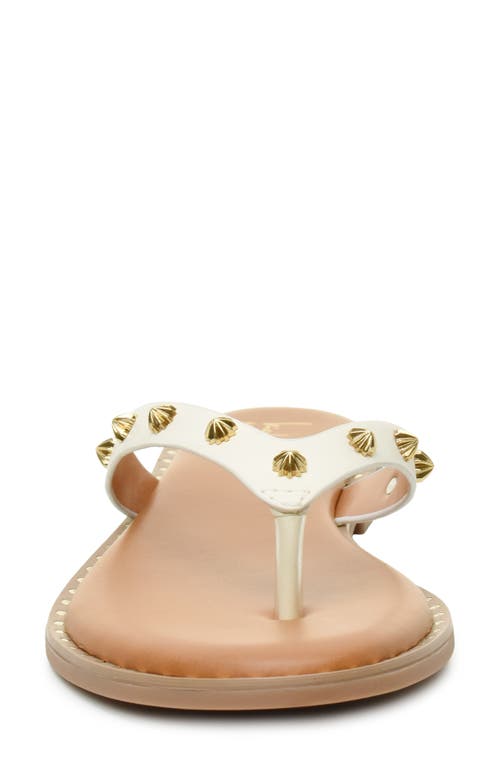 Nicole Miller Studded Thong Sandal In Cream