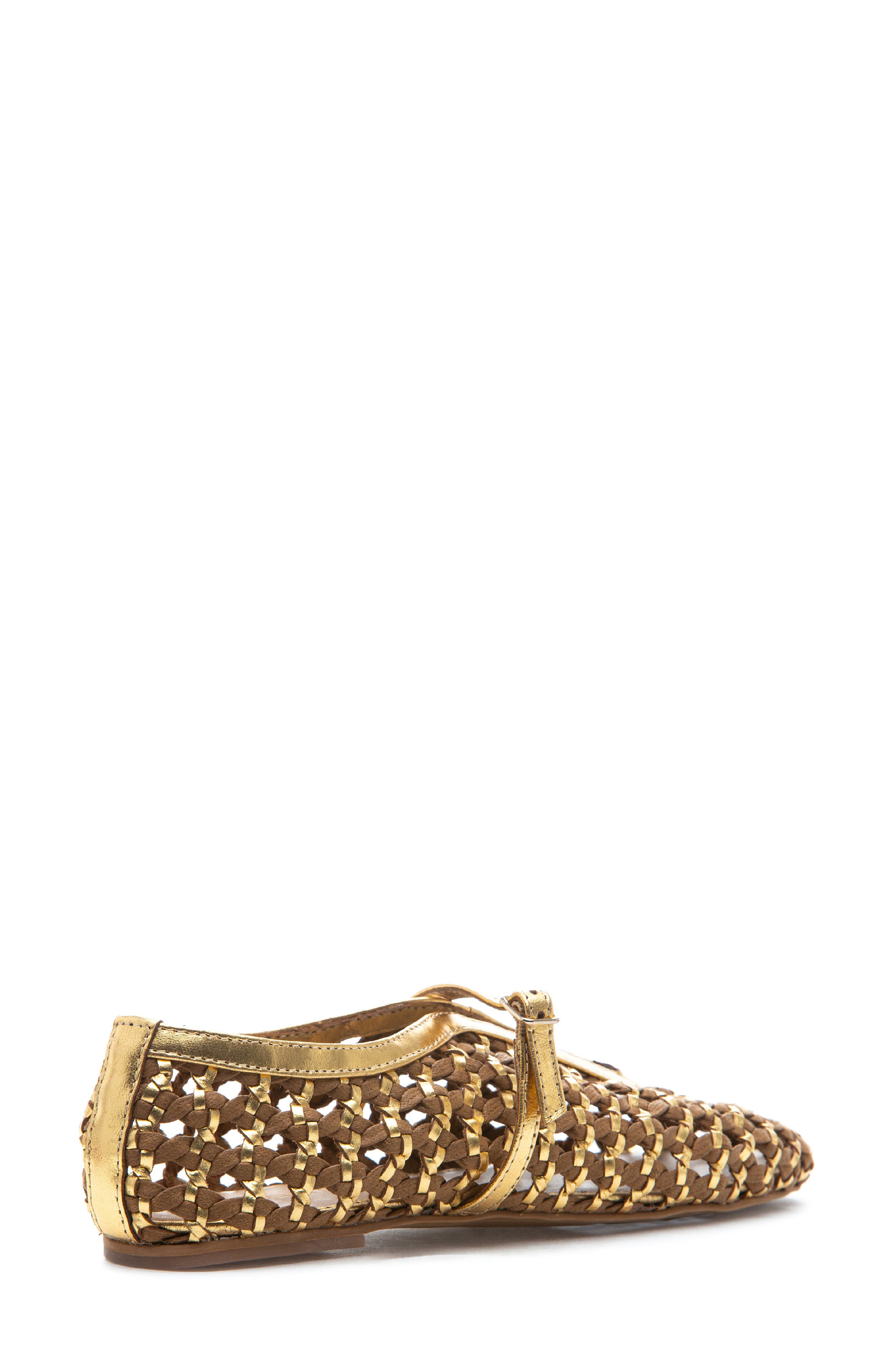 Izabel Woven Raffia Ballet Flat, Alternate, color, BROWN GOLD