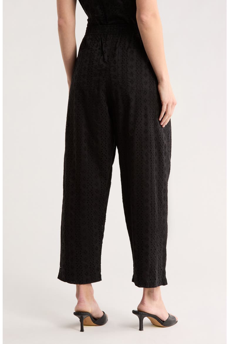 Eyelet Pull-On Pants, Alternate, color, BLACK