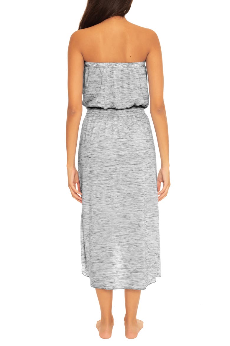 Whisper Smocked Waist Strapless Cover-Up Dress, Alternate, color, BLACK