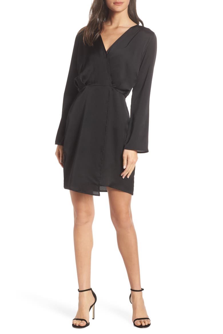 Satin Dress, Main, color, BLACK