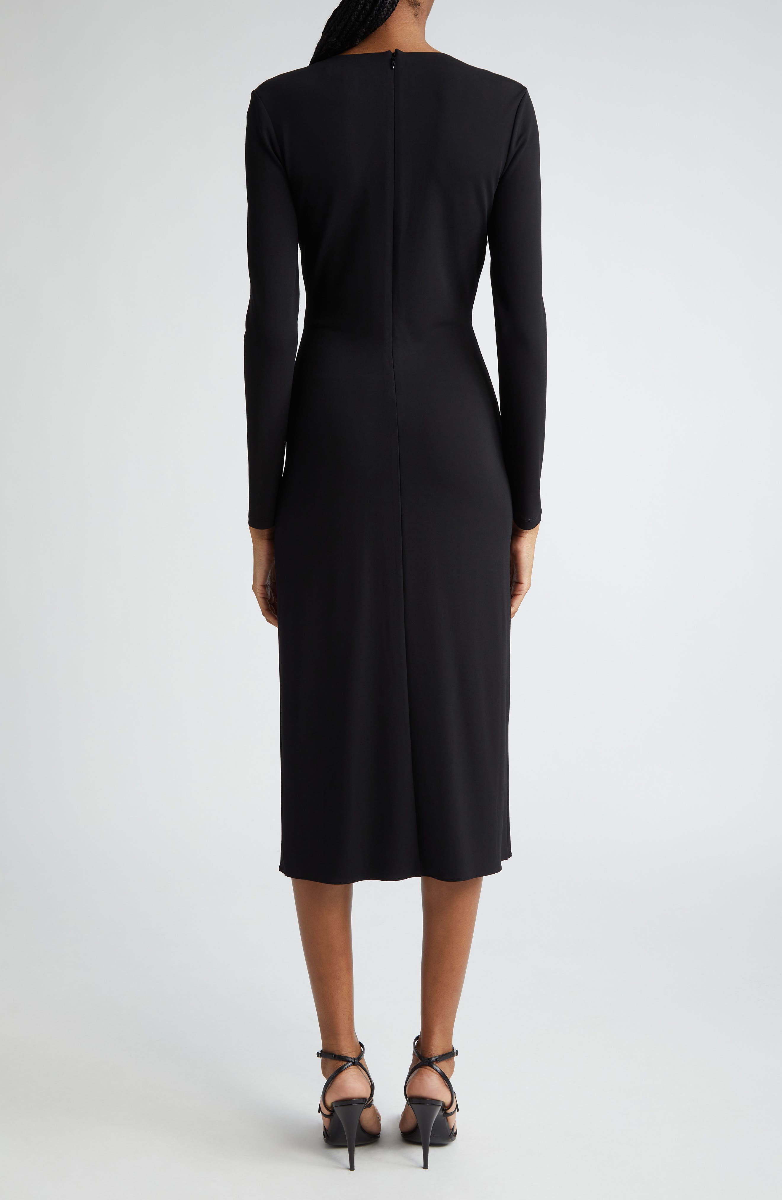 Knot Front Long Sleeve Knit Dress - image 2