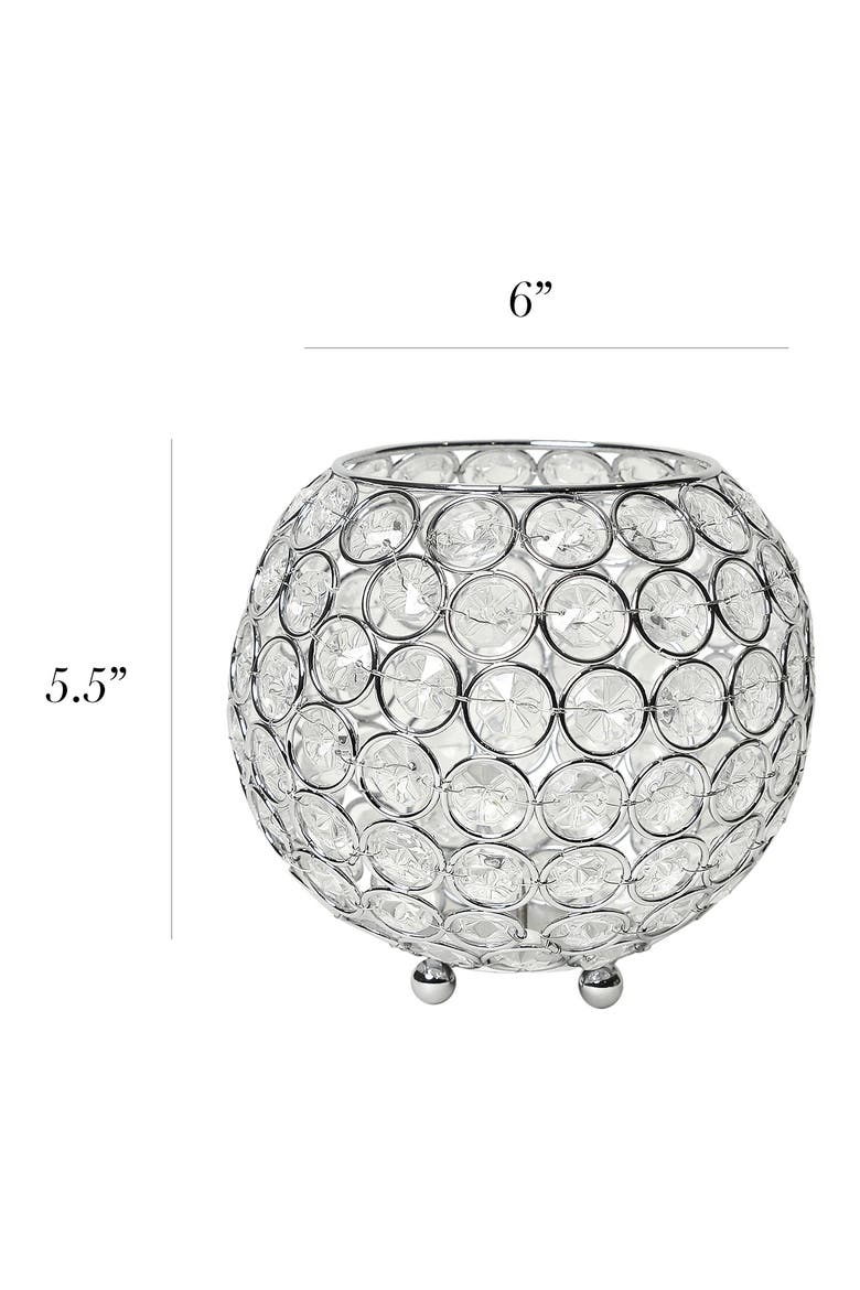 Elipse Crystal Circular Bowl Candle Holder, Alternate, color, CHROME