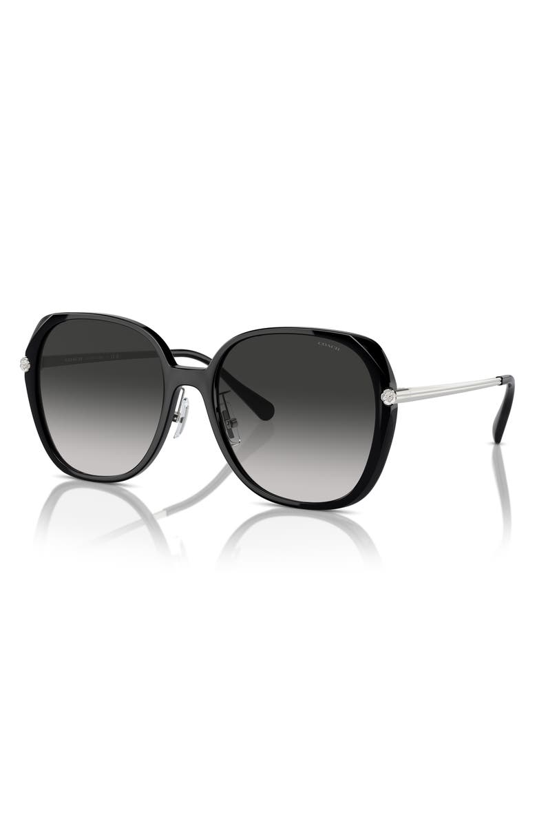 COACH 59mm Gradient Square Sunglasses, Alternate, color, Black