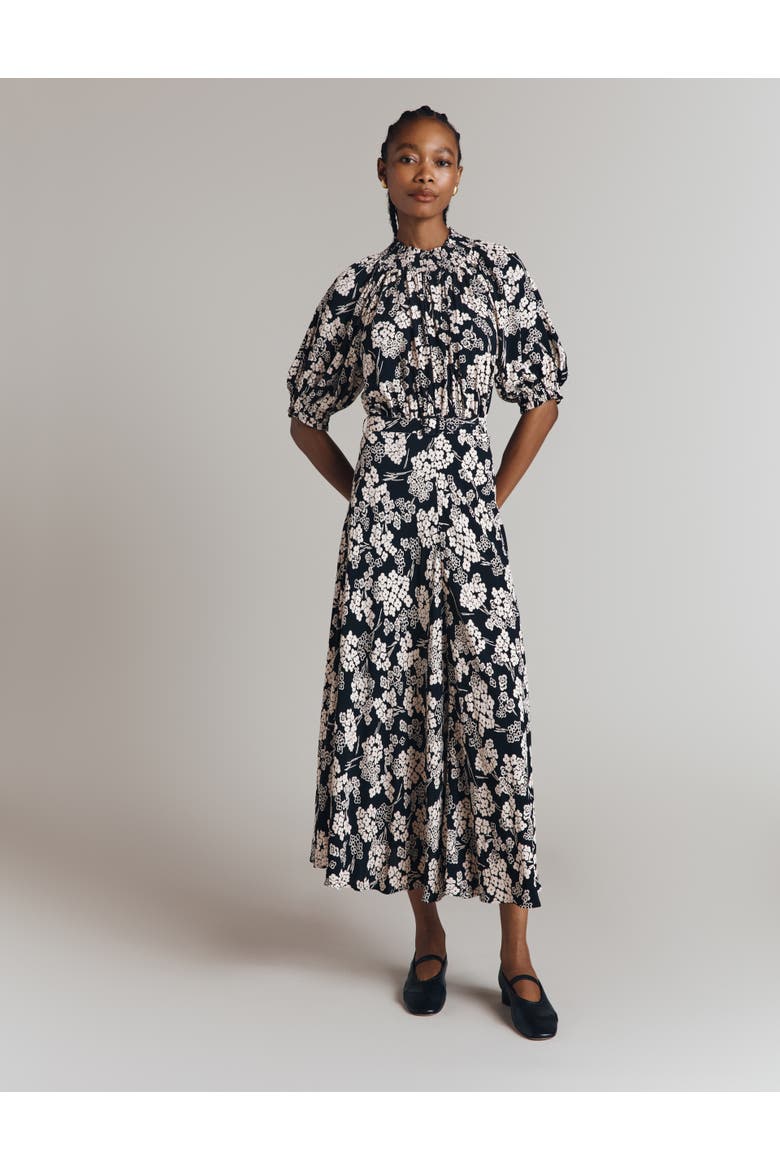 Dolly Printed Floral Midi Dress, Alternate, color, Mono Floral