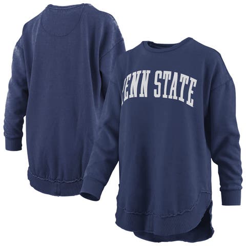 Women's Pressbox  Navy Penn State Nittany Lions Melange Poncho Vintage Fleece Long Sleeve Pullover Sweatshirt