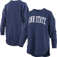 PRESSBOX Women's Pressbox  Navy Penn State Nittany Lions Melange Poncho Vintage Fleece Long Sleeve Pullover Sweatshirt