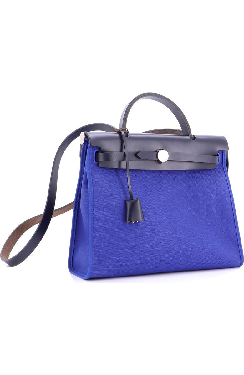 Pre-Owned Hermes Herbag Zip Leather and Toile 31, Alternate, color, Bleu Royal