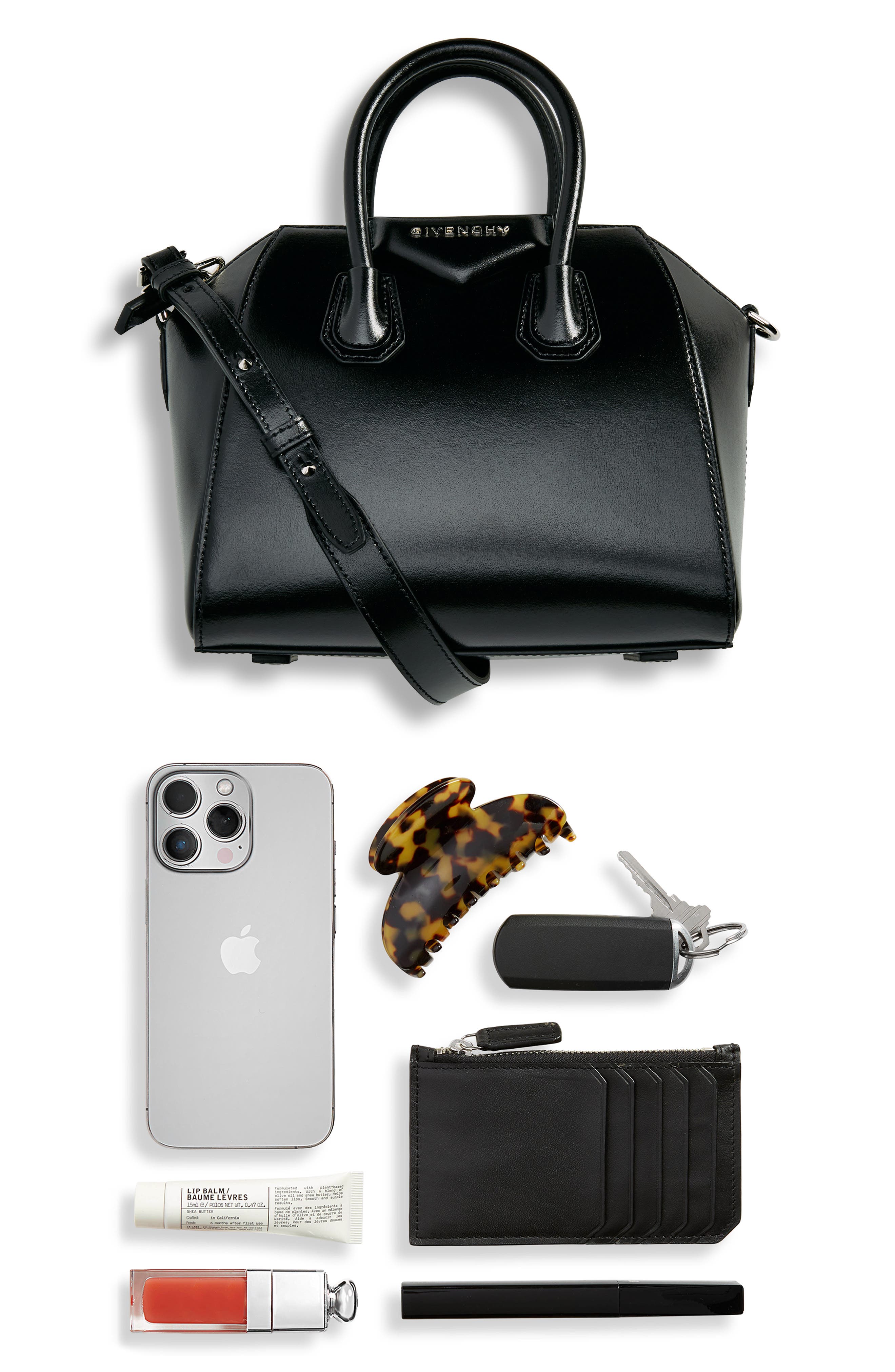 Mini Antigona Box Leather Satchel, Alternate, color, BLACK