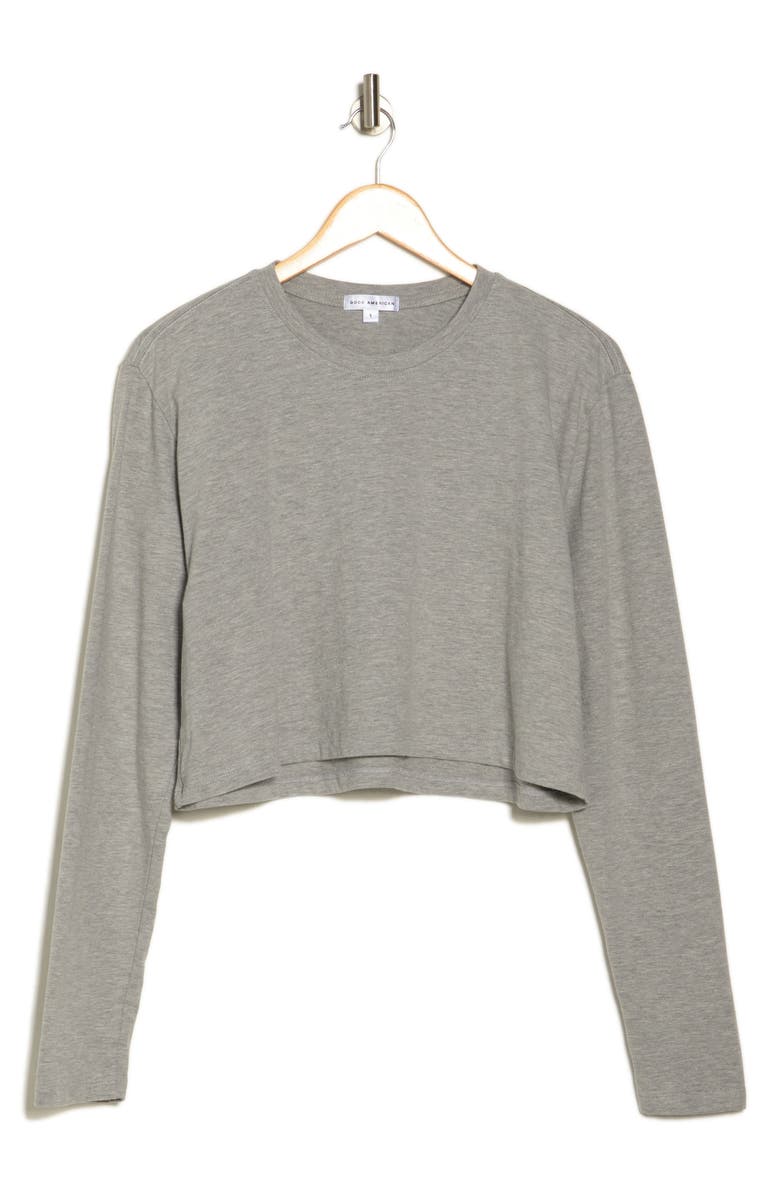 Good American Long Sleeve Boxy Crop T-Shirt, Alternate, color, 