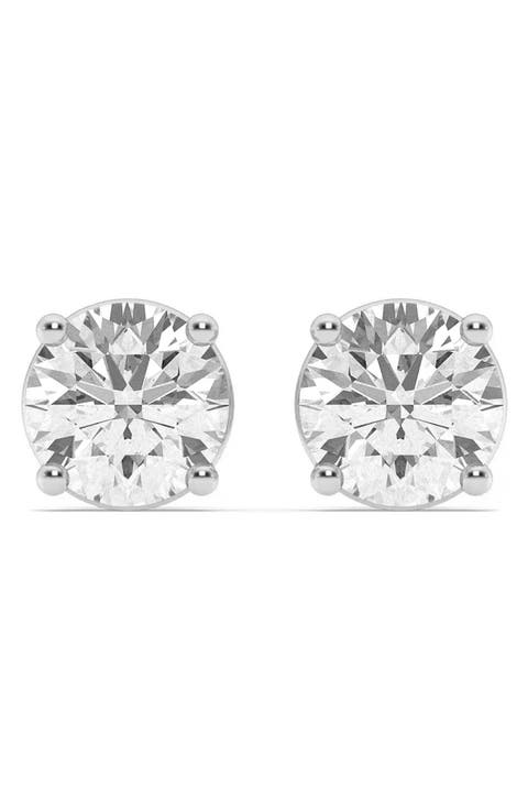 14K White Gold Lab Grown Round Diamond Stud Earrings