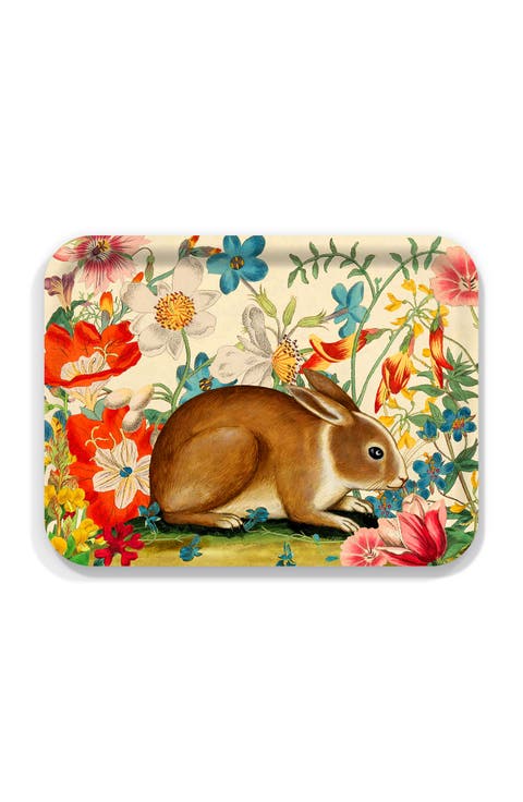 Bunny Maximus Large Rectangular Birchwood Tray - Wood & Melamine
