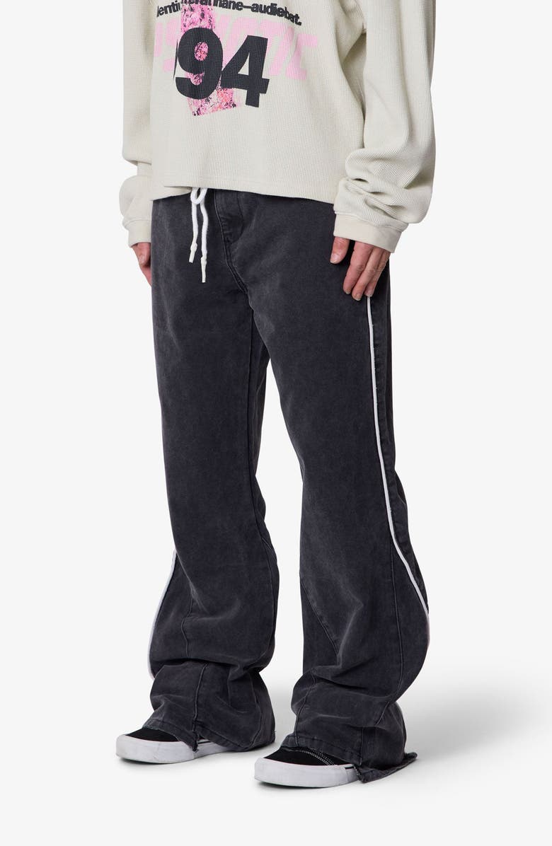 mnml Piped Kick Flare Leg Pants, Alternate, color, Washed Black