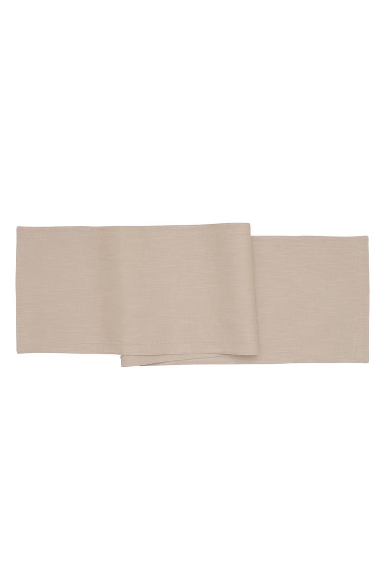 Hemstitch Solid Tan 100% Cotton Cloth Table Runner 14" x 72", Main, color, Brown