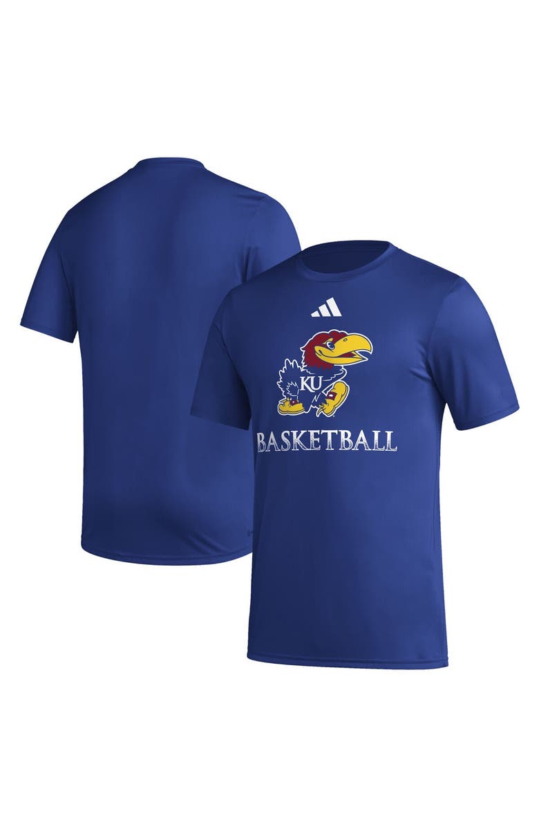 adidas Men's adidas Royal Kansas Jayhawks Fadeaway Basketball Pregame AEROREADY T-Shirt, Main, color, Royal