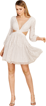 LARA New York Long Sleeve Cut Out Dress with Lace Up Back