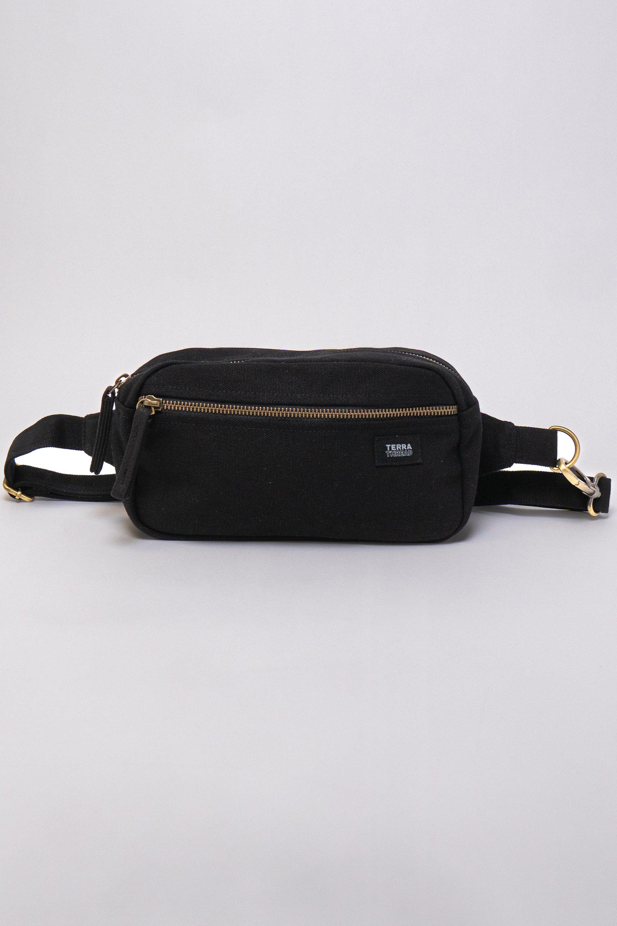 Terra Thread Organic Cotton Sling Belt Bag, Main, color, Ivory Black