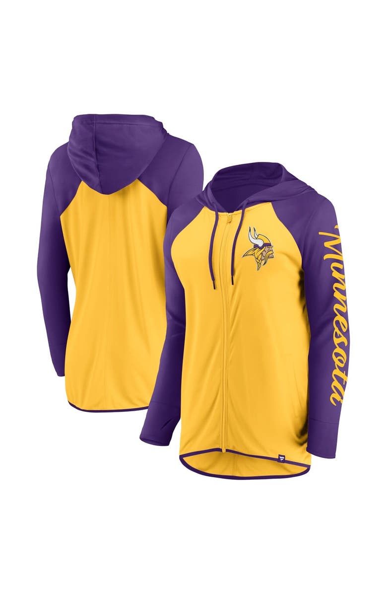 FANATICS Women's Fanatics Gold/Purple Minnesota Vikings Script Full-Zip Hoodie, Main, color, Gold