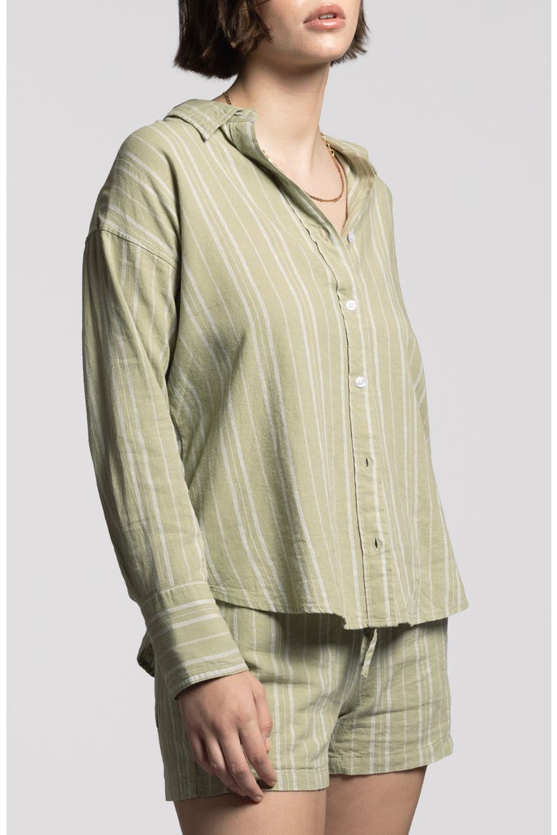 Maxime Linen Blend Button-Up Shirt, Alternate, color, TEA