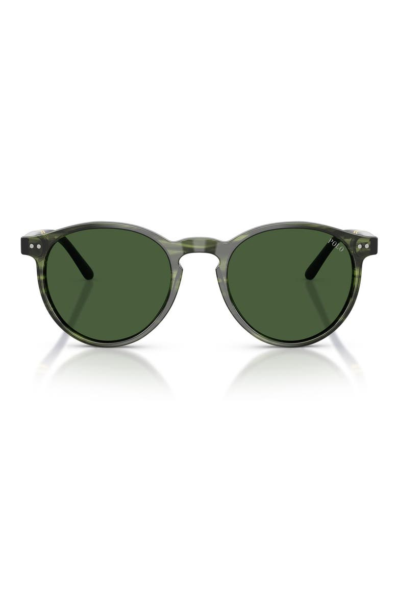 50mm Round Sunglasses, Main, color, SHINY STRIPED GREEN HAVANA