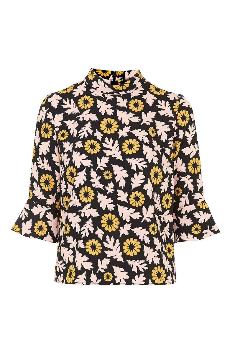 Topshop Floral Print Mock Neck Top, Alternate, color,