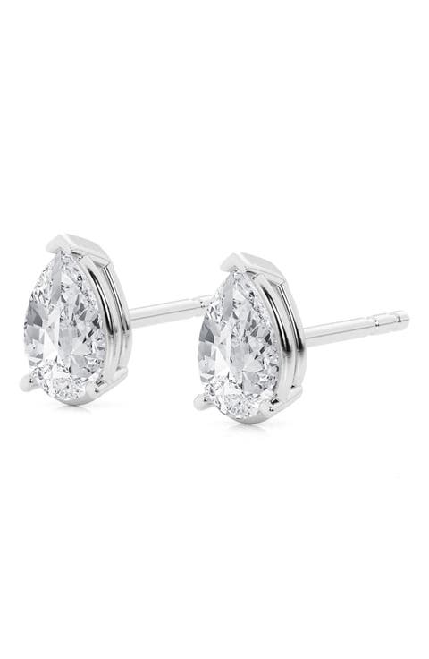 Pear Cut Lab Created Diamond Stud Earrings - 1.0ctw