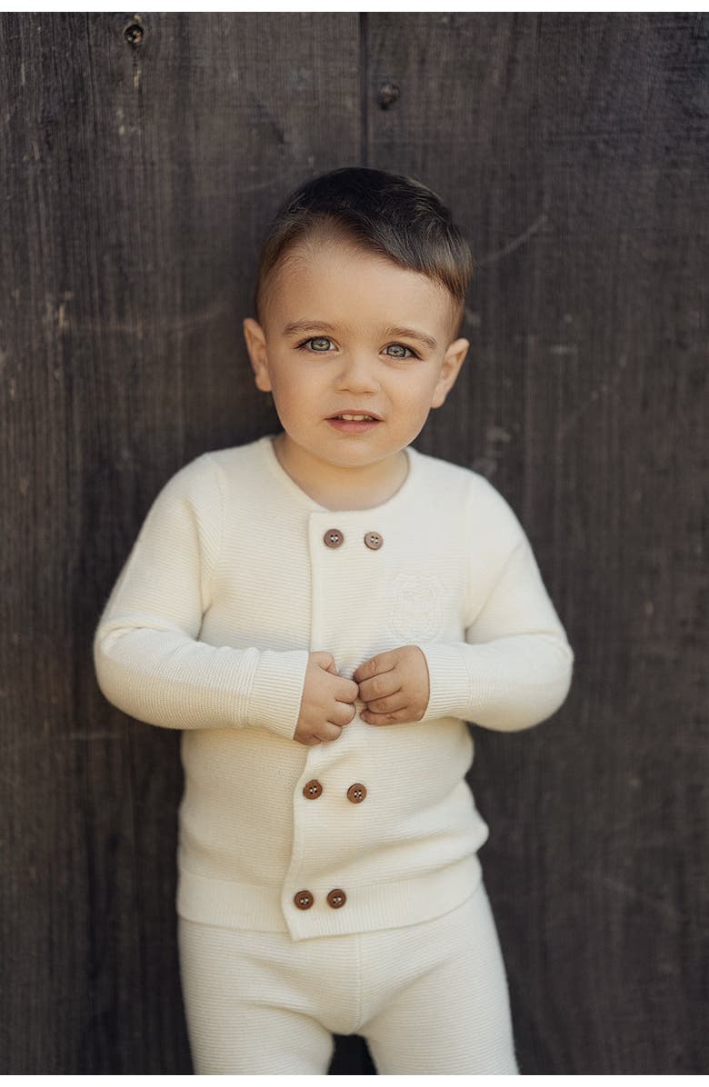 Mr. Mr. Crest Knitted 2 Piece Long Sleeve Top and Pants Set, Alternate, color, Cream