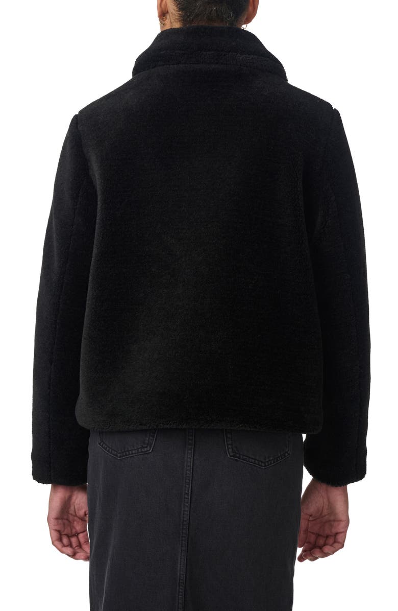 Bernardo Short Faux Shearling Coat, Alternate, color, Black