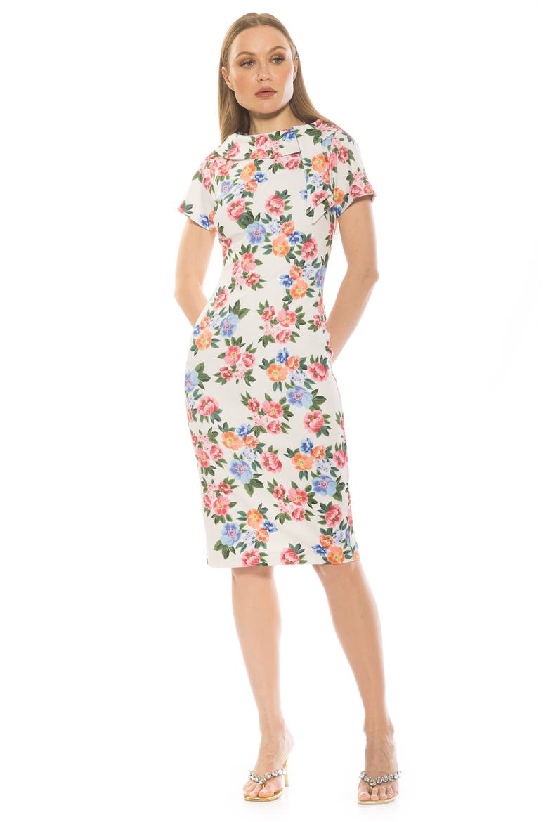 Wrene Sheath Dress, Alternate, color, IVORY FLORAL