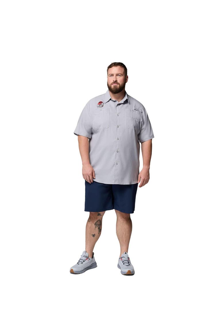 Men's Columbia  Gray Georgia Bulldogs Big & Tall Tamiami Omni-Shade Button-Down Shirt, Alternate, color, Gray