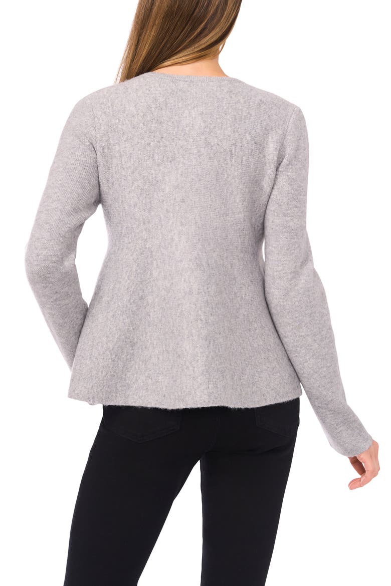 Peplum Cardigan, Alternate, color, LIGHT HEATHER GREY