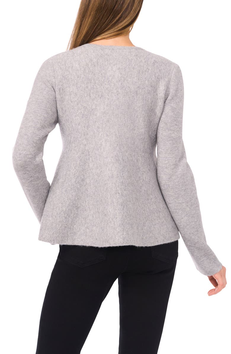 CeCe Peplum Cardigan, Alternate, color, Light Heather Grey