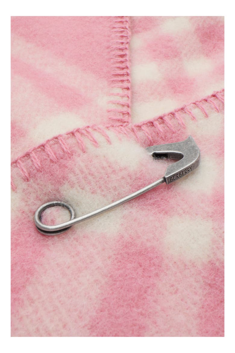 Check Wool Hooded Scarf, Alternate, color, Sugar pink