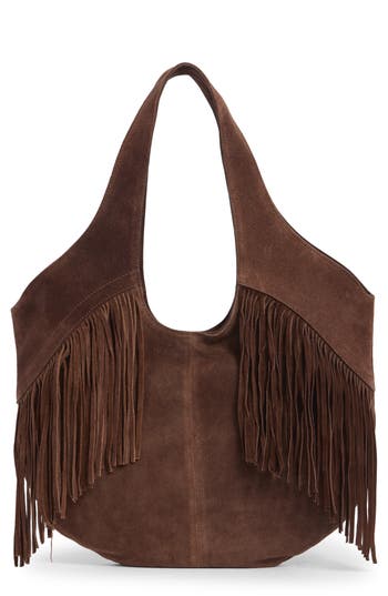 Lucky Brand Nyra Fringe Suede Tote Bag In Brown