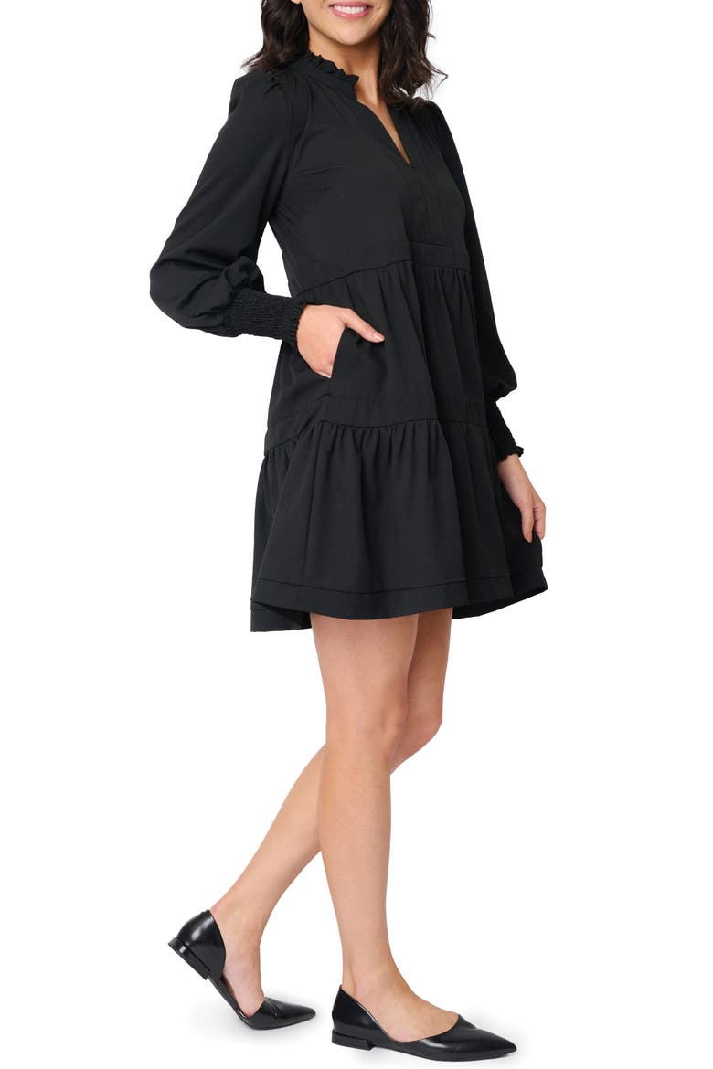 Long Sleeve Minidress, Alternate, color, BLACK