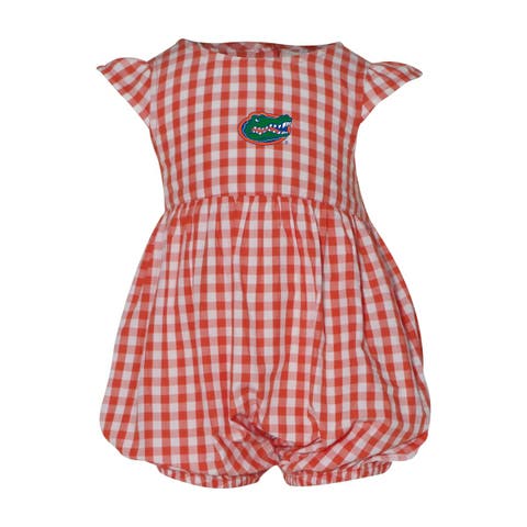 Girl's Infant Garb Orange Florida Gators Cara Gingham Ruffled Bodysuit