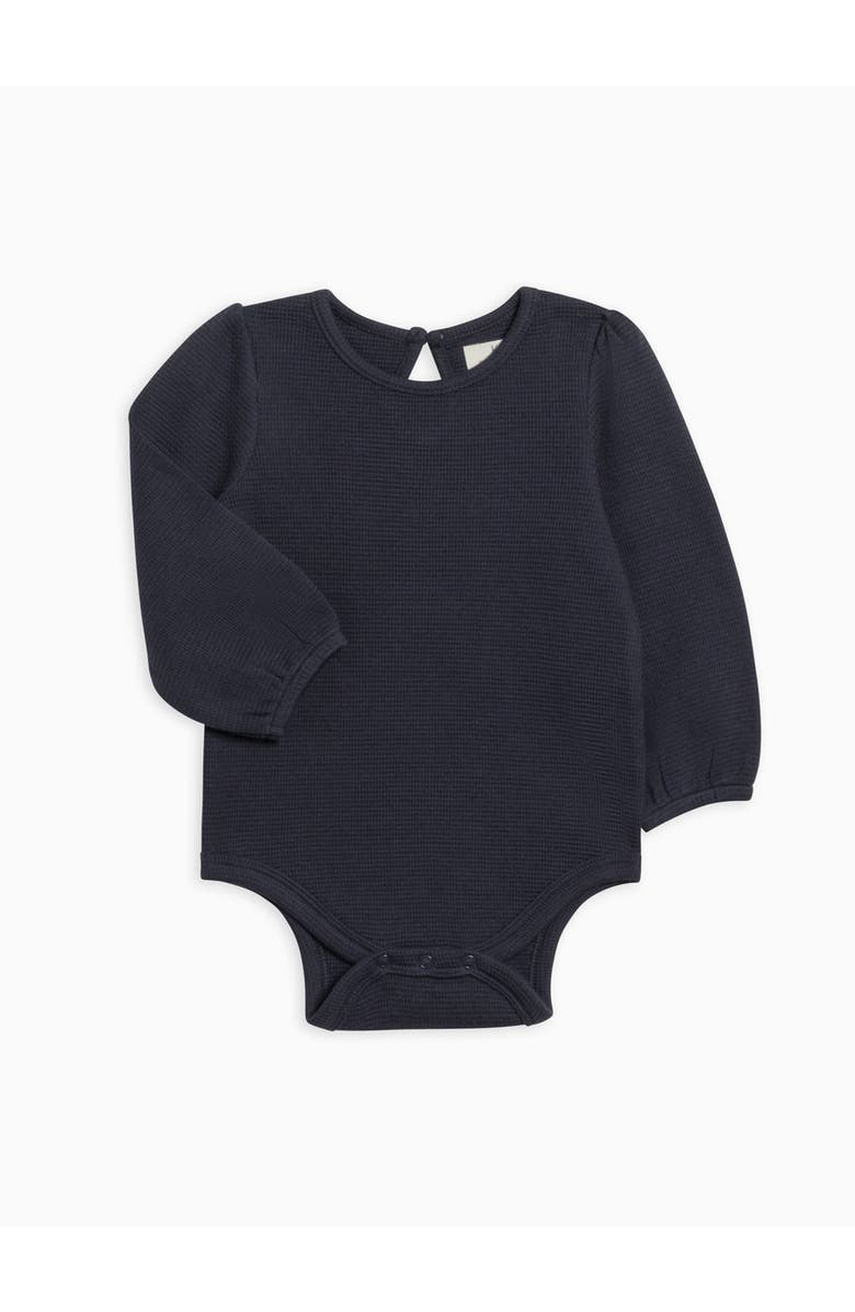 Kendi Jill Waffle Knit Long Sleeve Bodysuit, Main, color, Navy