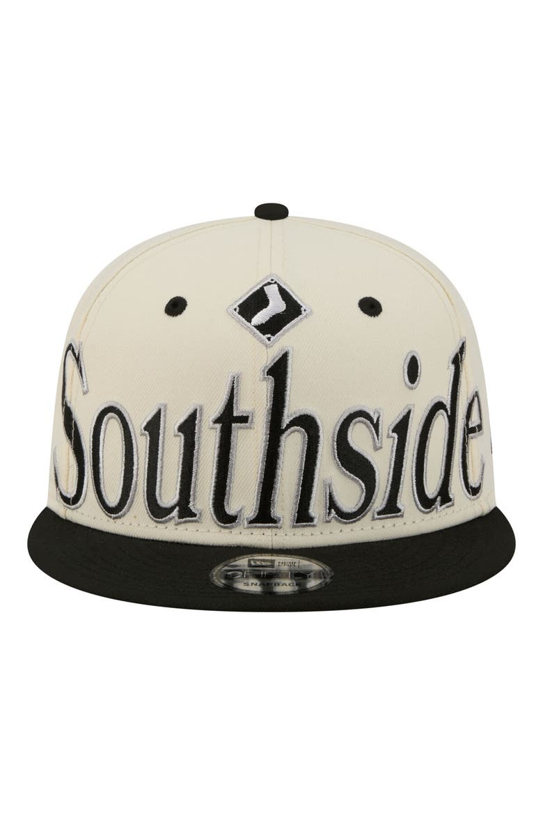 Men's New Era Cream Chicago White Sox Oversized Slogan 9FIFTY Snapback Hat, Alternate, color, Cream