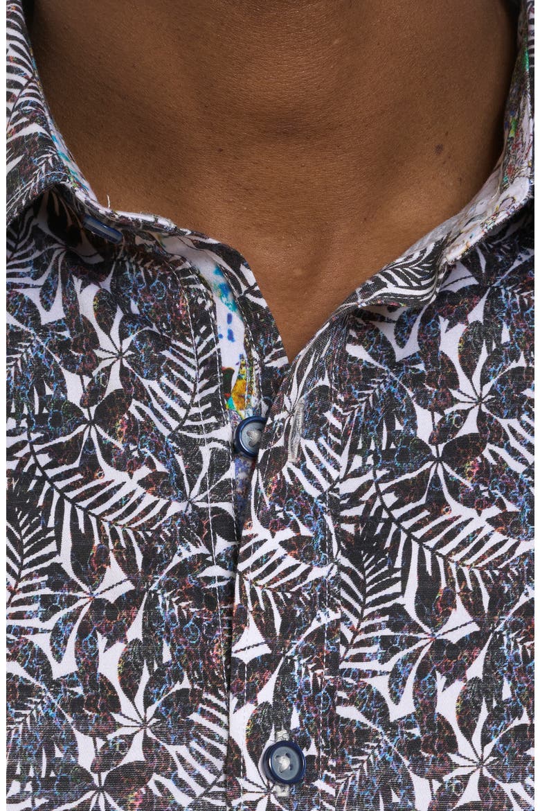 Aegean Stretch Button-Up Shirt, Alternate, color, BLACK MULTI