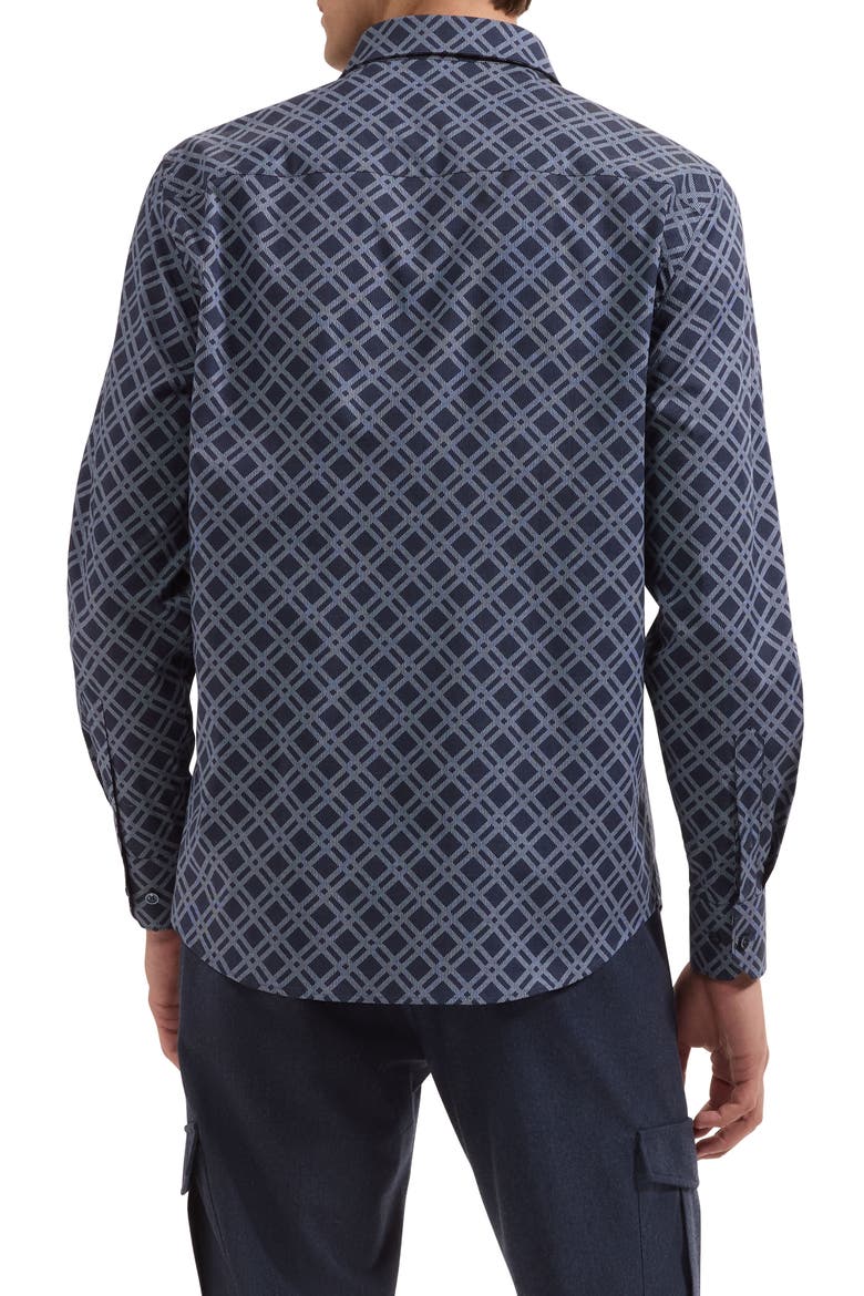 Axel Geometric Long Sleeve Shirt, Alternate, color, NAVY