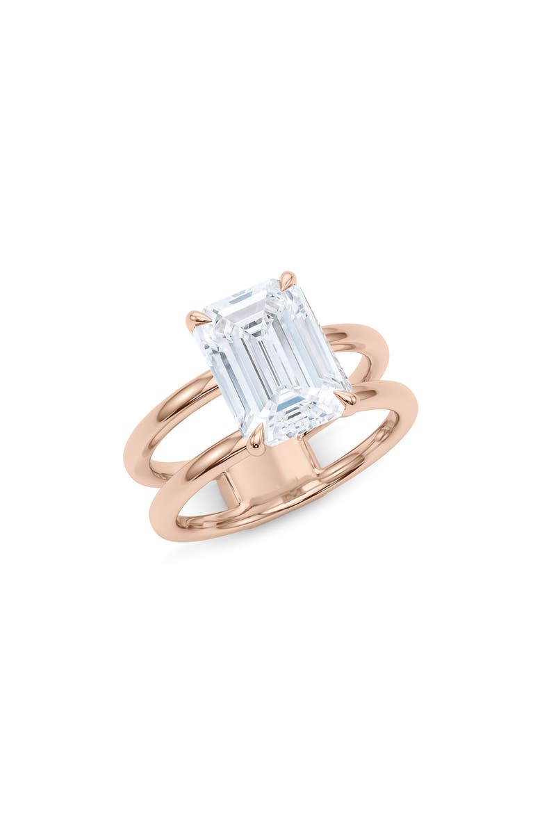 Emerald Cut Double Band Lab Created Diamond Ring, Main, color, 2.00CTW 18K ROSE GOLD